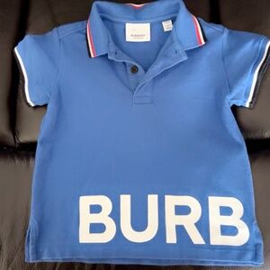 Blue Burberry Boys Collar Shirt 3t